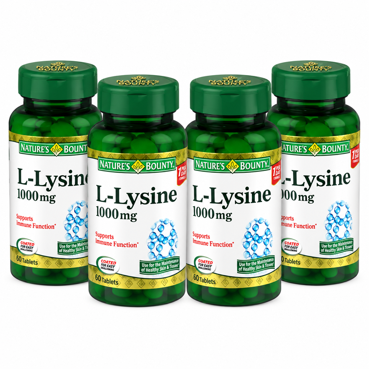 Nature's Bounty L-Lysine 1000 mg Tablets, 60 Count (Pack of 4) Nature's Bounty
